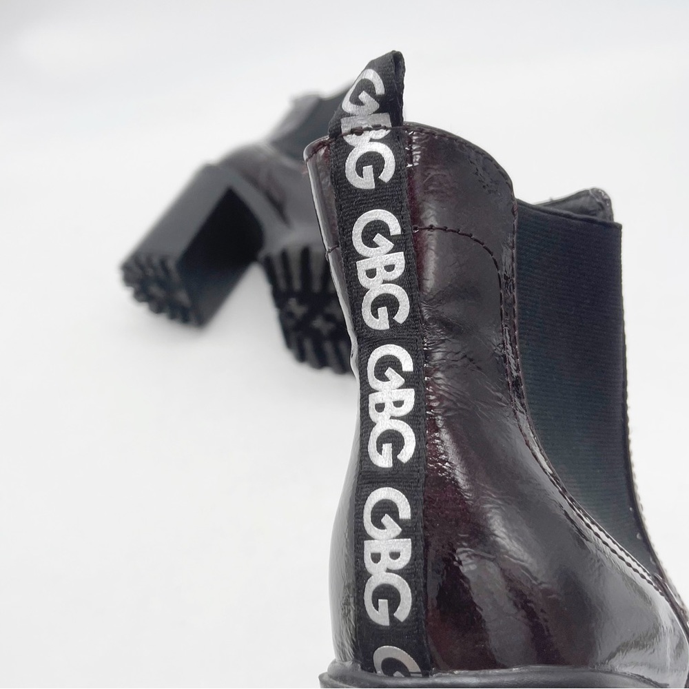 GBG Los Angeles Faux Patent Leather Burgundy Lug Sole Heel Chelsea Boot Size 11 - Picture 13 of 13